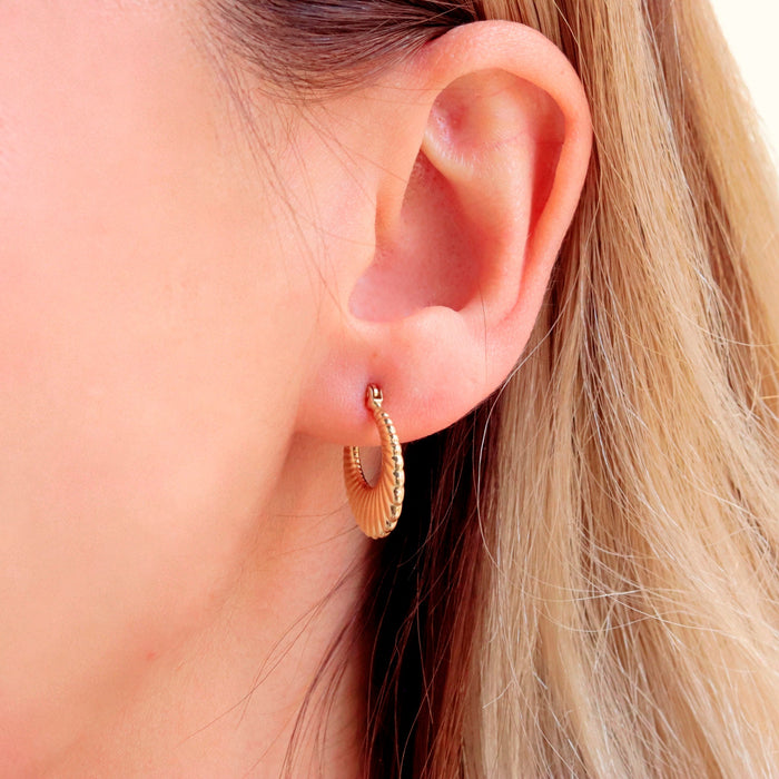Vintage 14k Gold Chunky Croissant Hoop Earrings