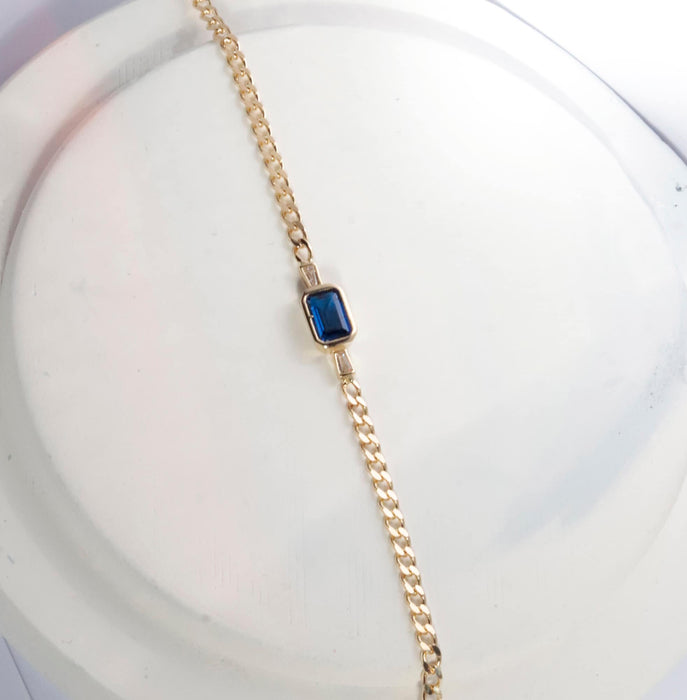 14k Solid Gold Sapphire Bracelet