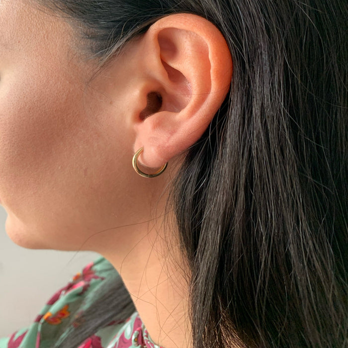 Dainty 14k Gold Huggie Hoop Earrings
