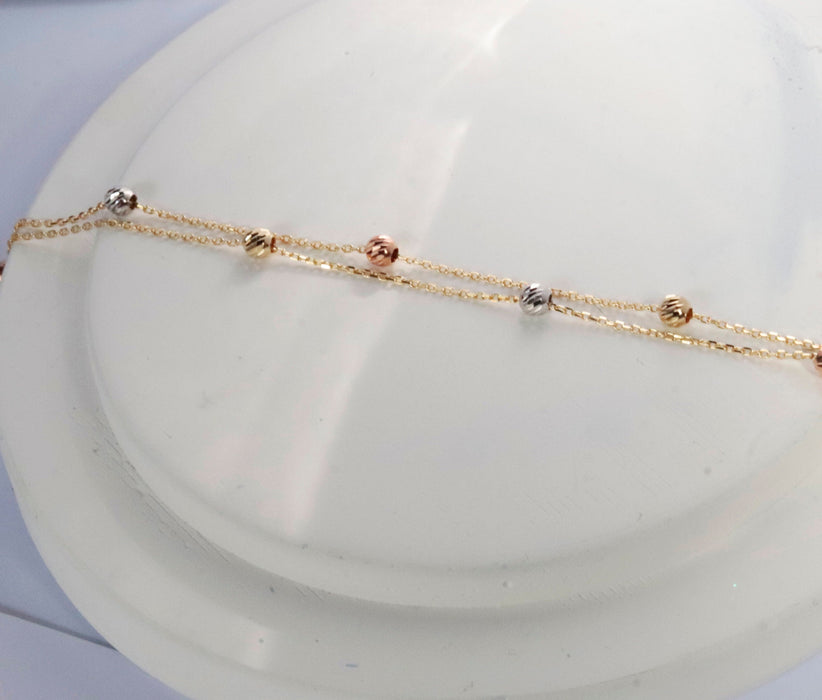 14K Solid Gold Ball Chain Bracelet