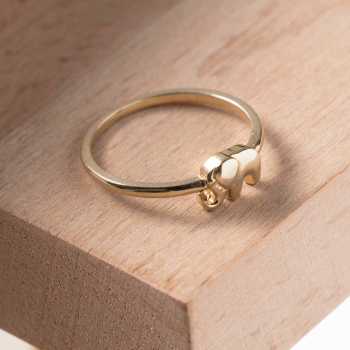 14K Solid Gold Elephant Ring