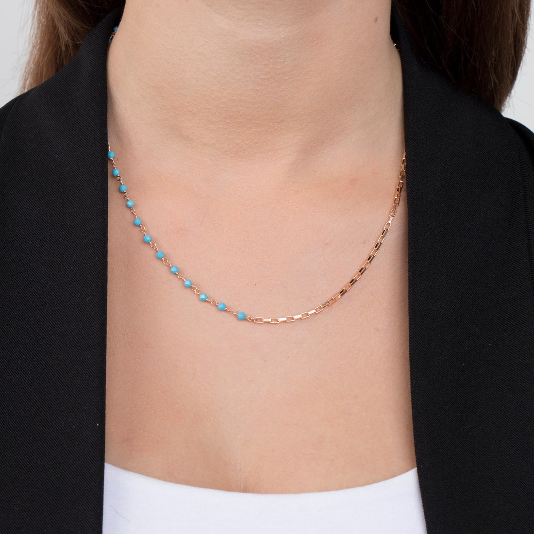 Turquoise & Gold Chain Necklace