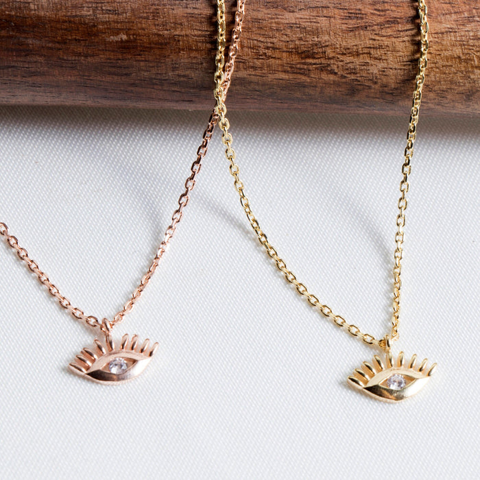 Rose Gold Evil Eye Necklace