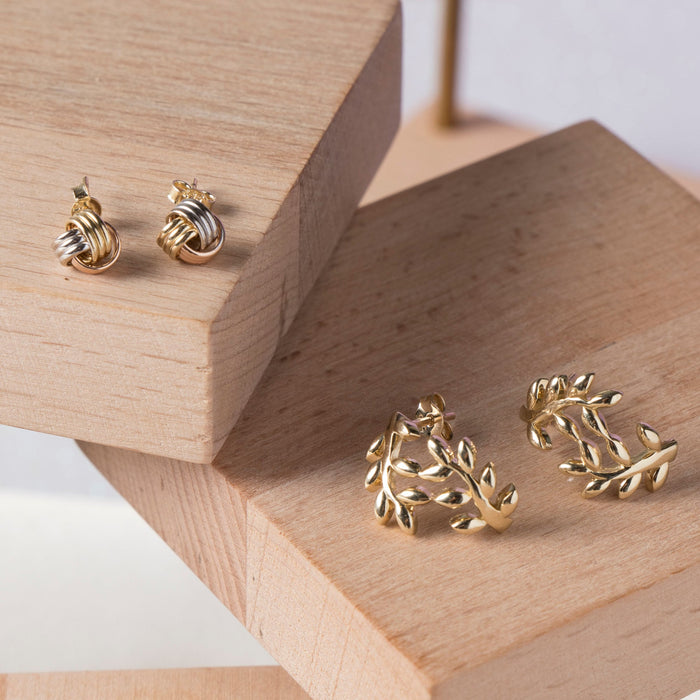 14k Solid Gold Love Knot Stud Earrings