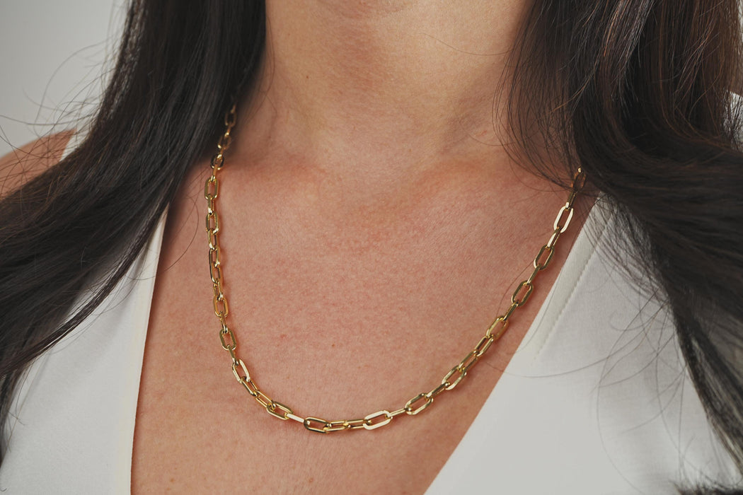 14K Gold Paperclip Chain Necklace