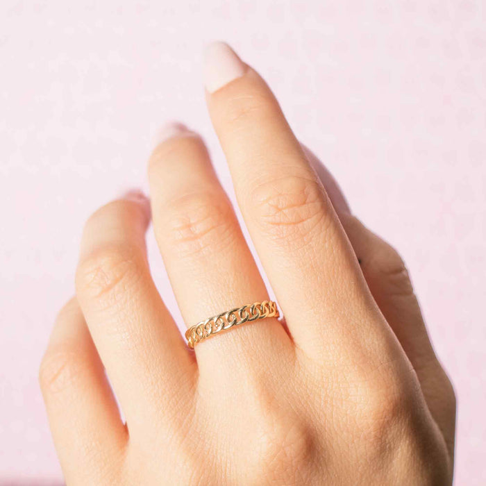 14K Solid Gold Chain Ring