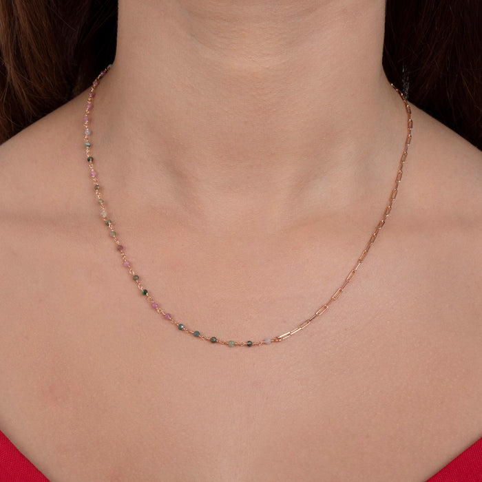Multi-Color Tourmaline Beaded Necklace