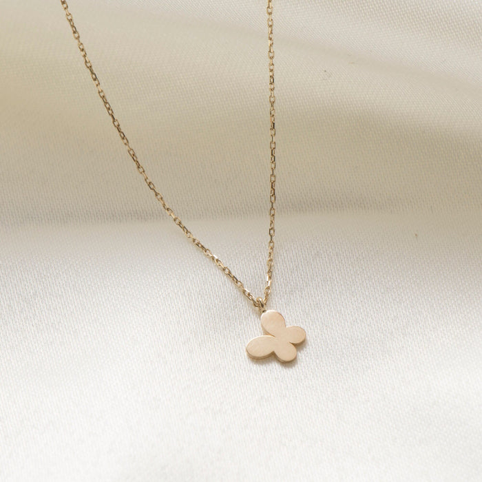Delicate 14k Solid Gold Butterfly Pendant Necklace