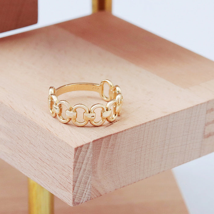 Elegant 14k Solid Gold Chain Link Statement Ring
