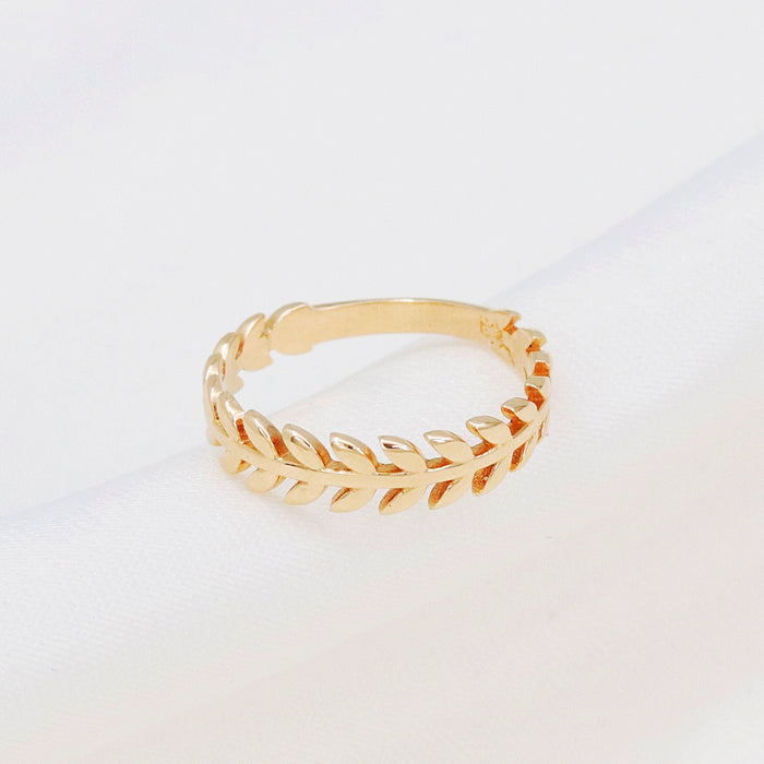 14k Gold Vine Leaf Branch Ring