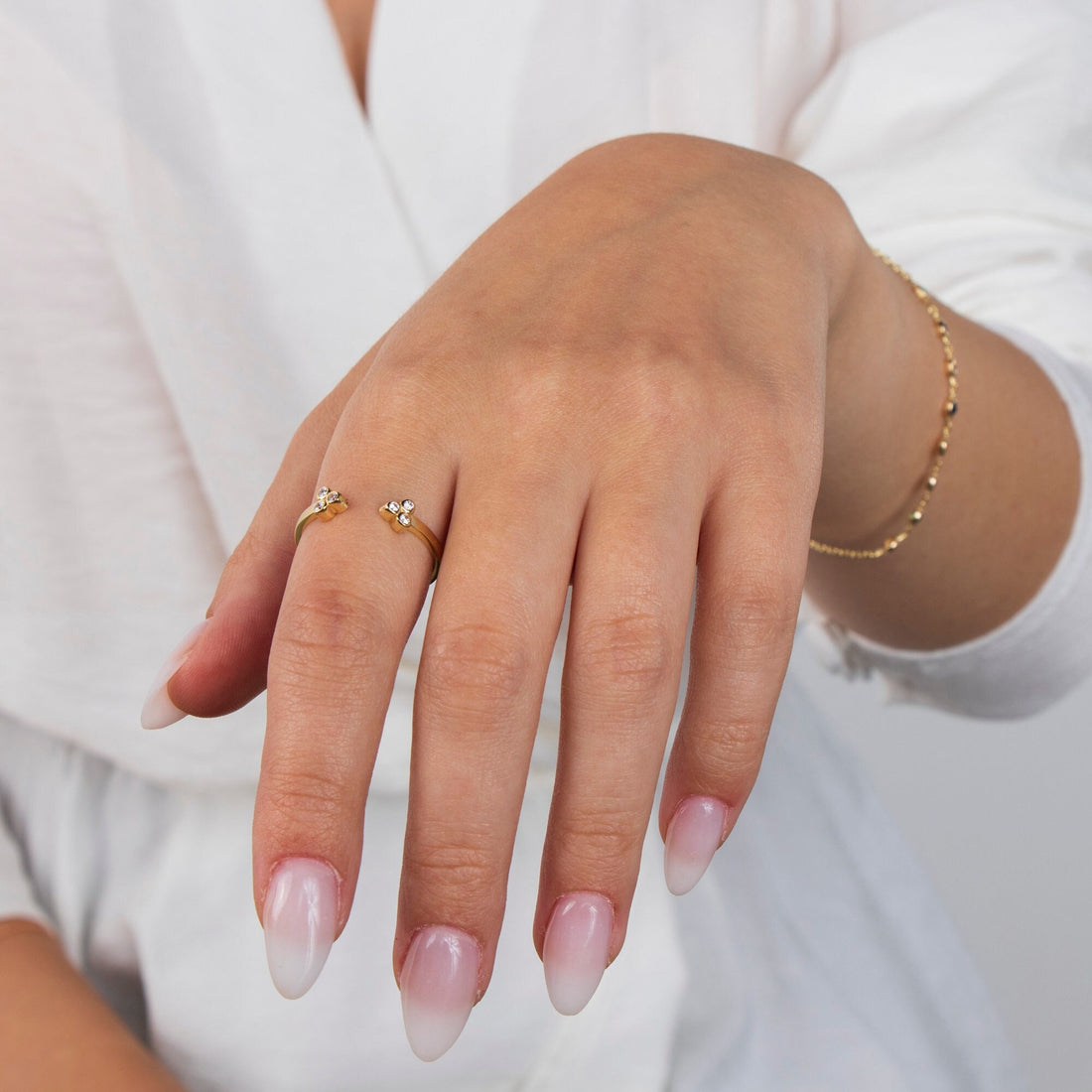 Three Diamond Open Ring