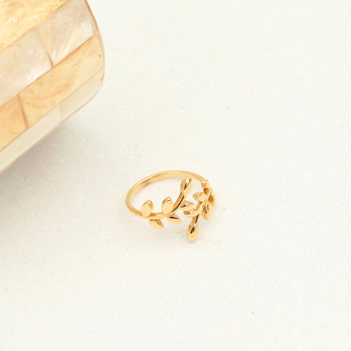 14K Solid Gold Leaf Ring