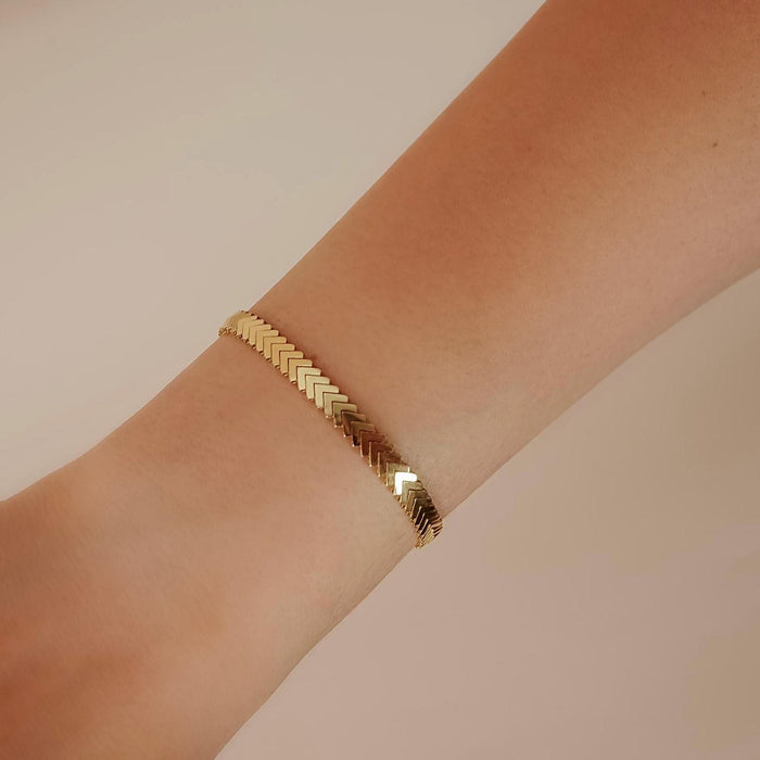 14k Solid Gold Chevron Bracelet