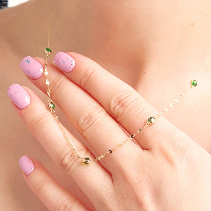 Dainty 14k Gold Emerald Choker
