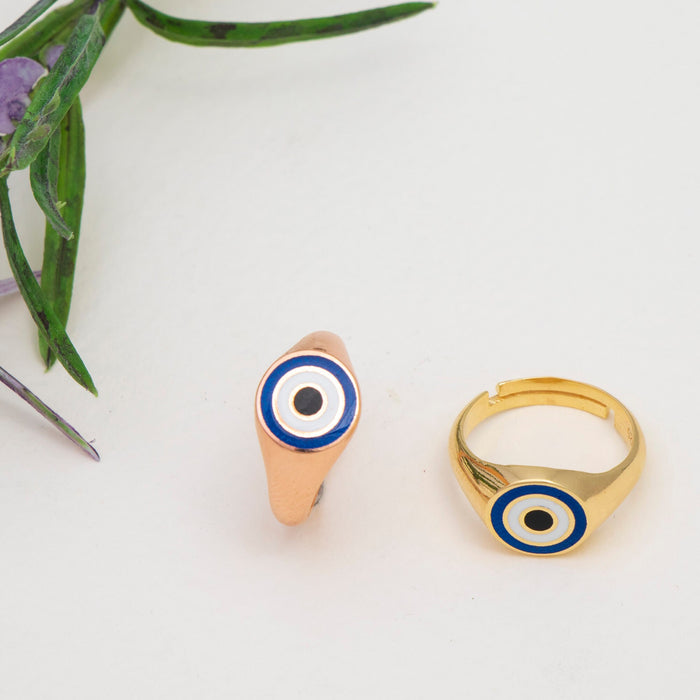 Adjustable Evil Eye Signet Ring