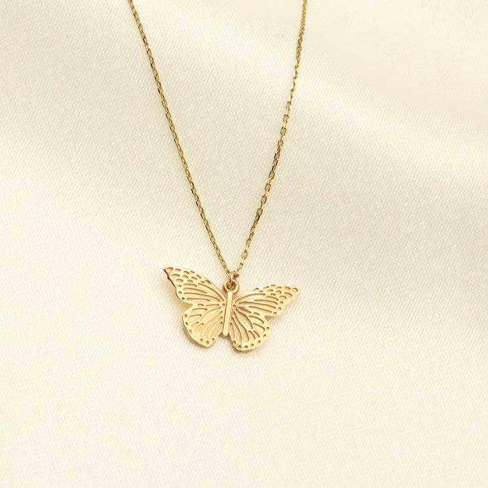 Delicate 14k Gold Butterfly Pendant Necklace