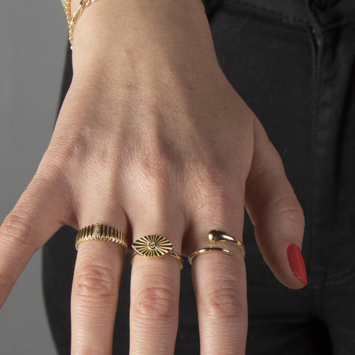 Adjustable Gold Evil Eye Signet Ring