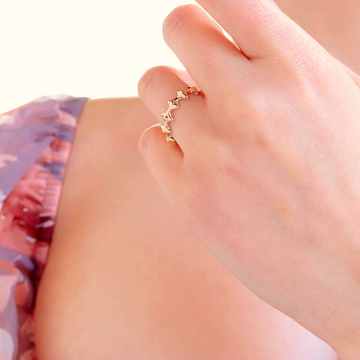 14k Solid Gold Pyramid Spike Ring