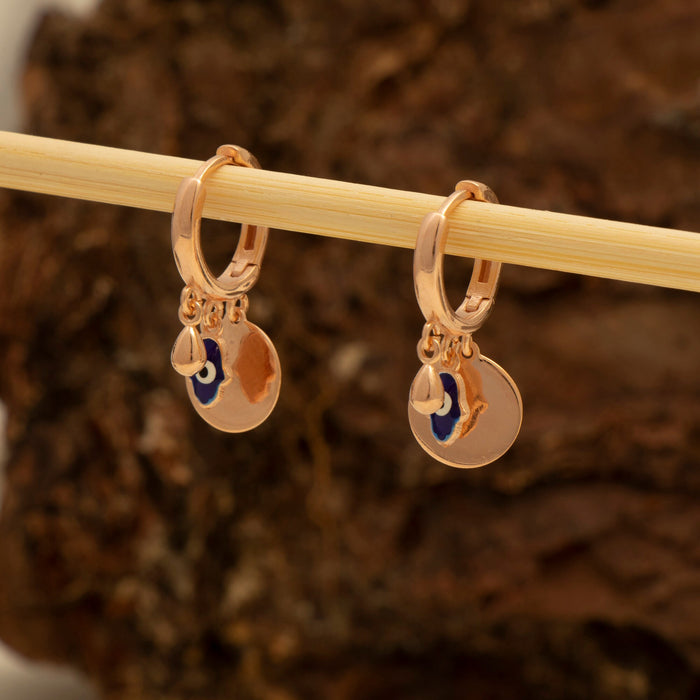 Dainty Hamsa Evil Eye Hoop Earrings