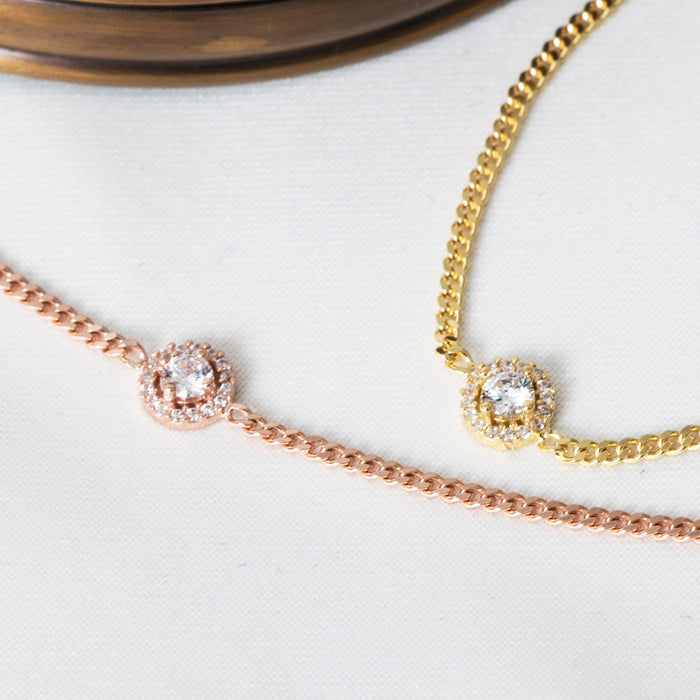 Gold Vermeil Cubic Zirconia Solitaire Bracelet