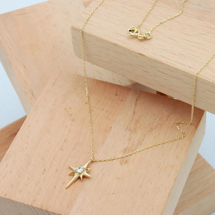 Elegant 14k Gold North Star Celestial Pendant