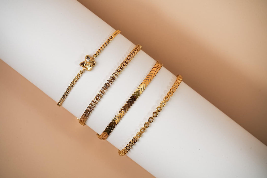 14K Solid Gold Chevron Bracelet
