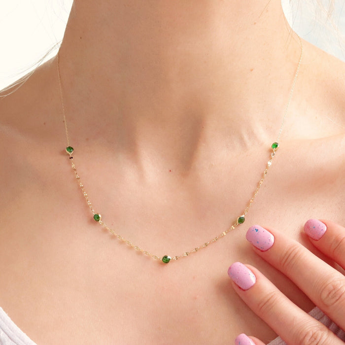 Dainty 14k Gold Emerald Choker