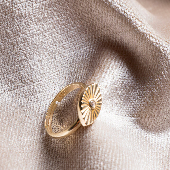 Adjustable Gold Evil Eye Signet Ring