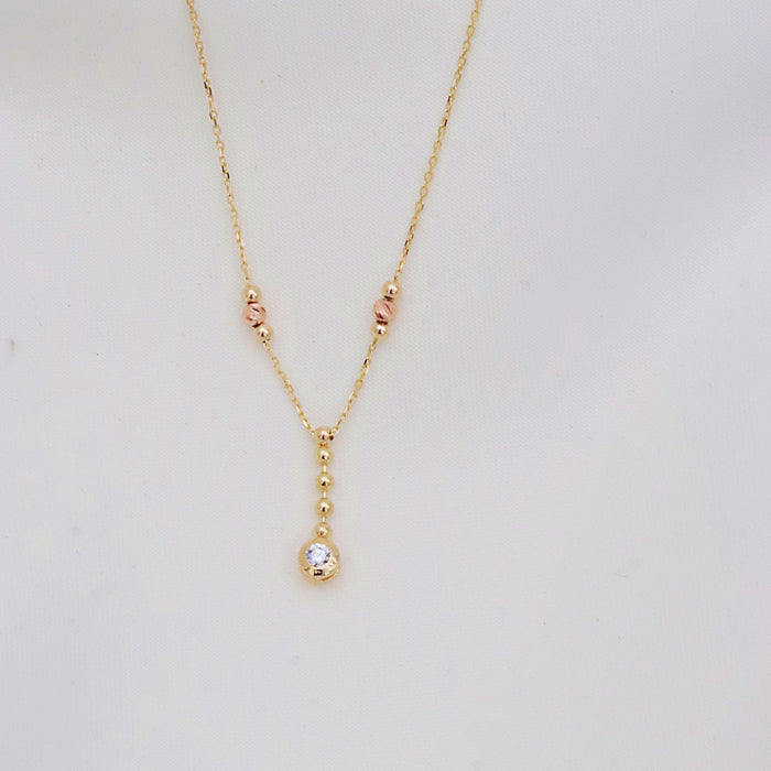 14K Solid Gold Lariat Necklace