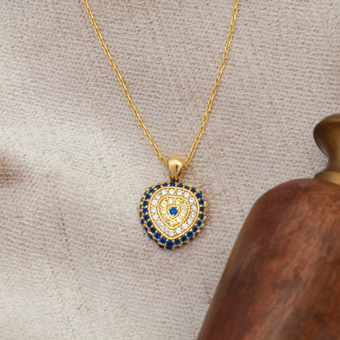 Dainty Gold Evil Eye Protection Charm Necklace