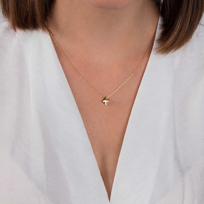 Gold Tiny Bird Pendant Necklace