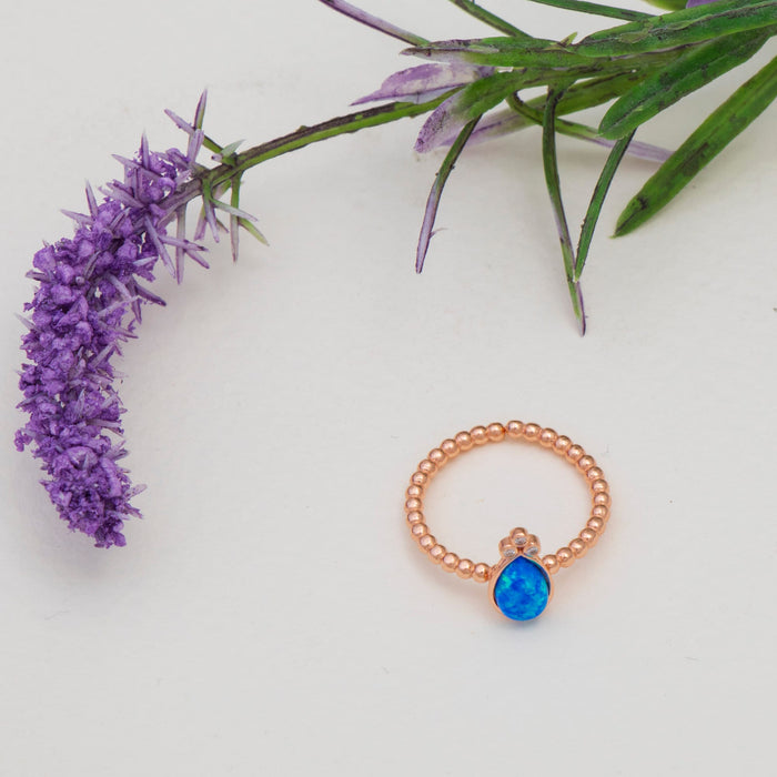 Teardrop Blue Opal Ring