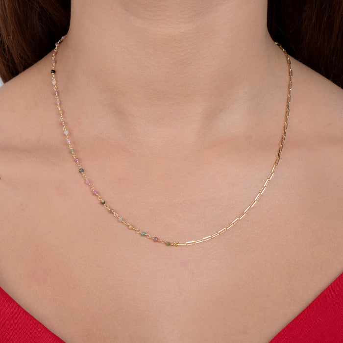 Multi-Color Tourmaline Beaded Necklace