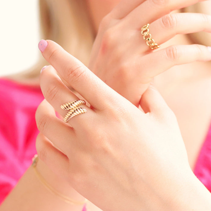 14k Solid Gold Croissant Dome Ring