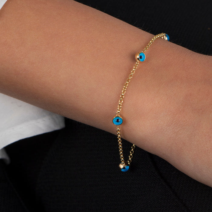 Dainty Gold Evil Eye Bracelet