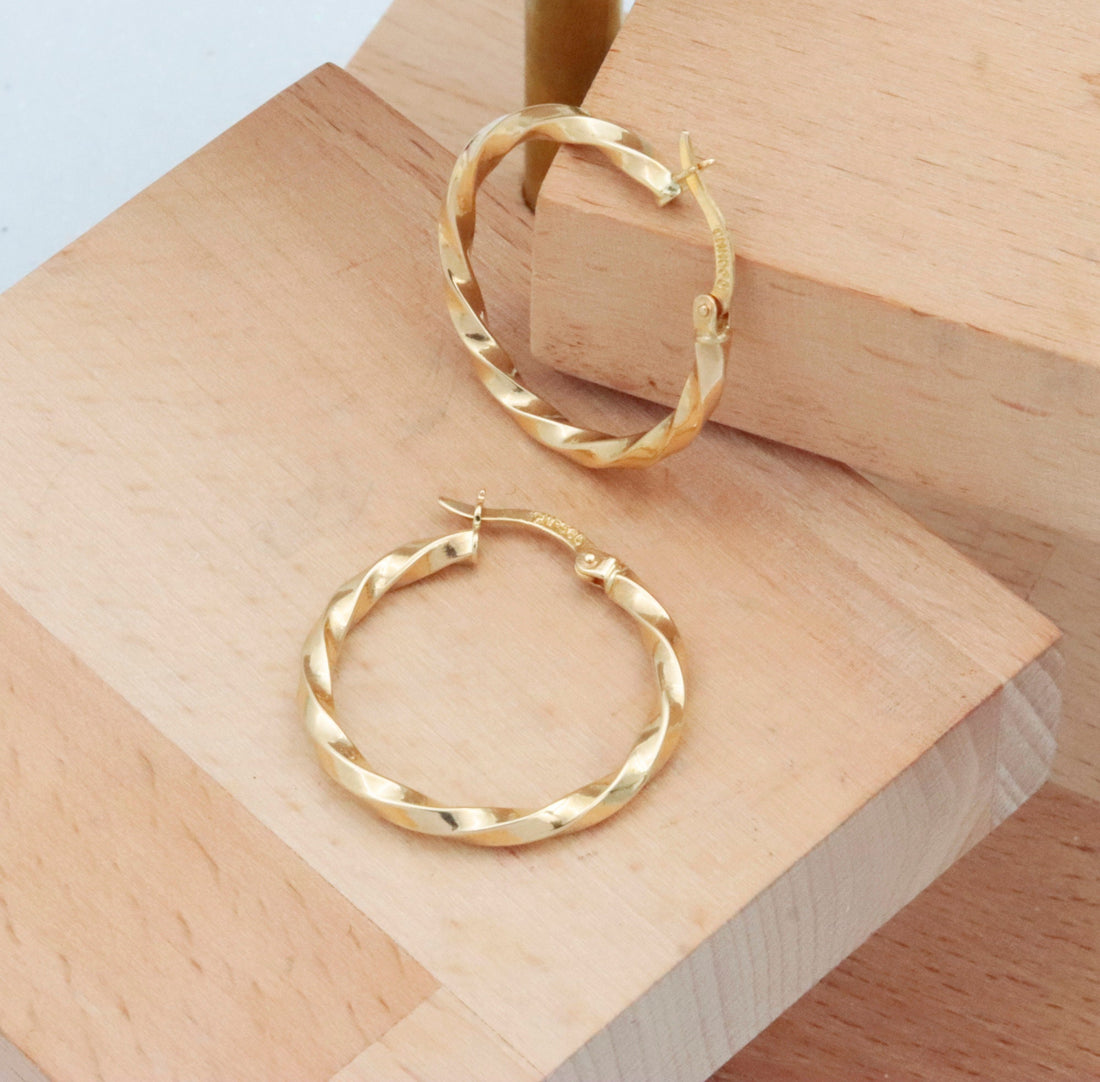 Gold Twisted Hoop Earrings