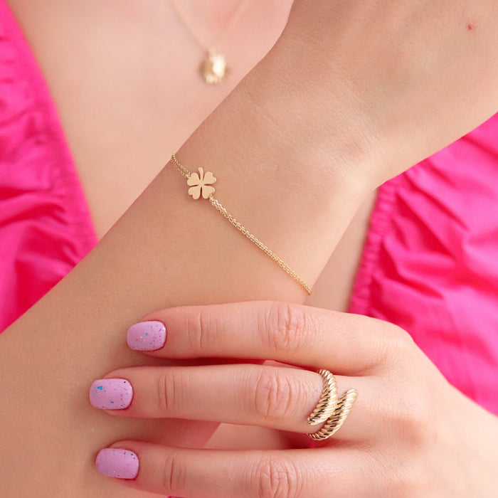 14k Gold Four Leaf Clover Bracelet