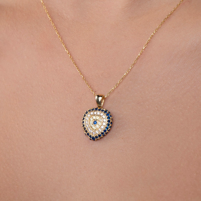 Dainty Gold Evil Eye Protection Charm Necklace