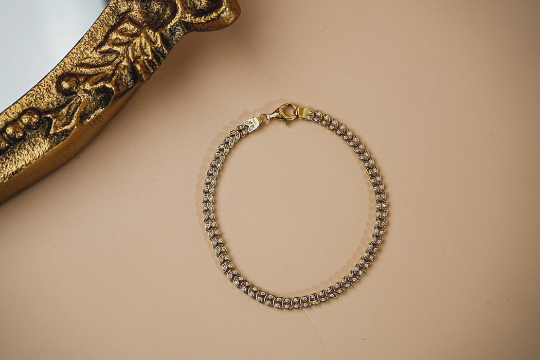 14K Solid Gold Chevron Bracelet