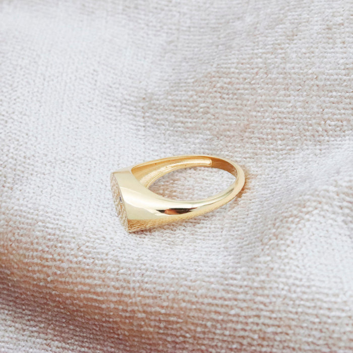 14k Solid Gold Starburst Signet Ring