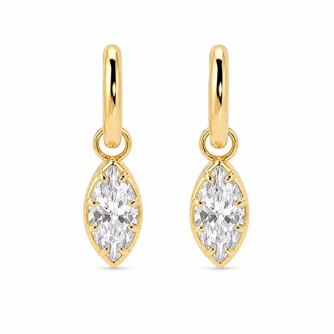Marquise CZ Huggie Hoop Earrings