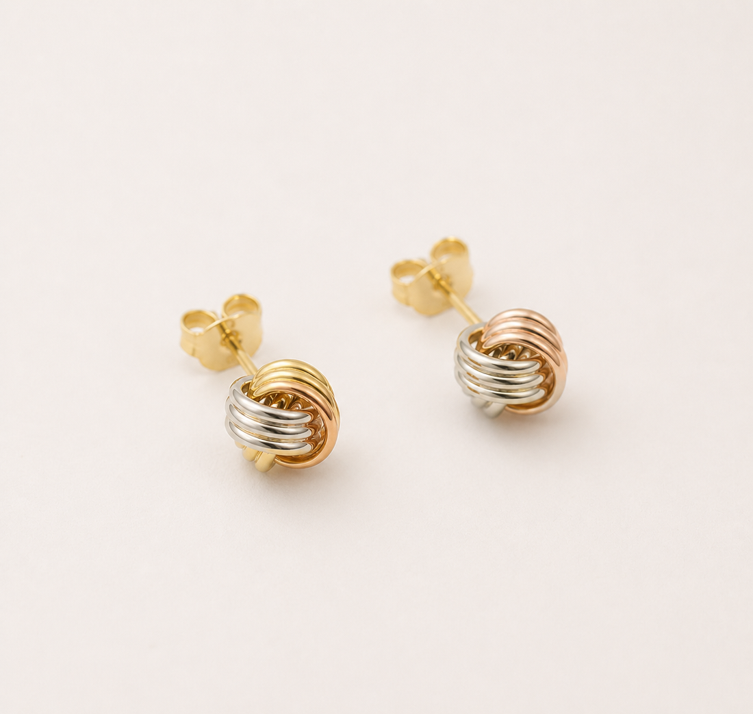 Tricolor Love Knot Stud Earrings