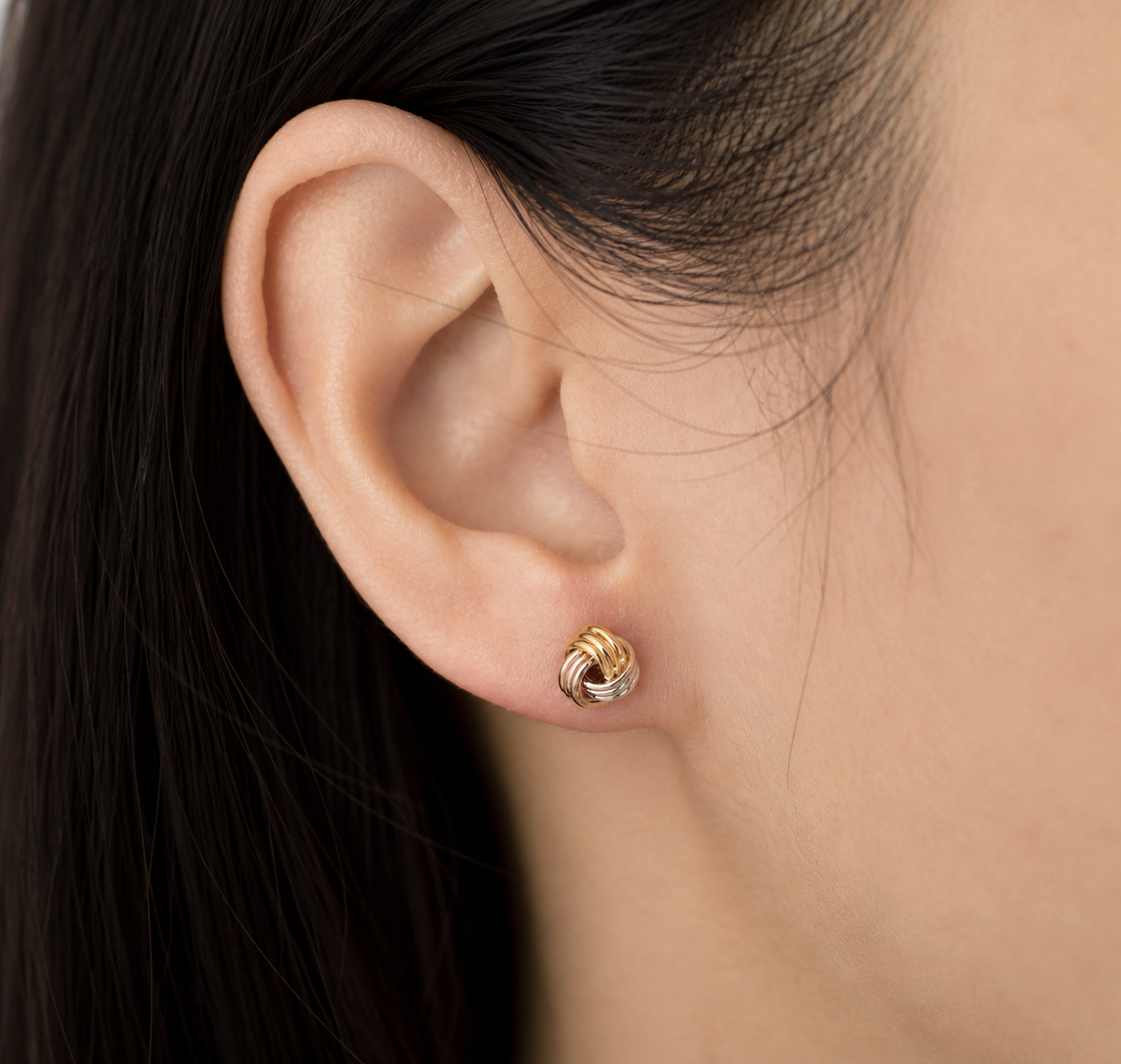 Tricolor Love Knot Stud Earrings
