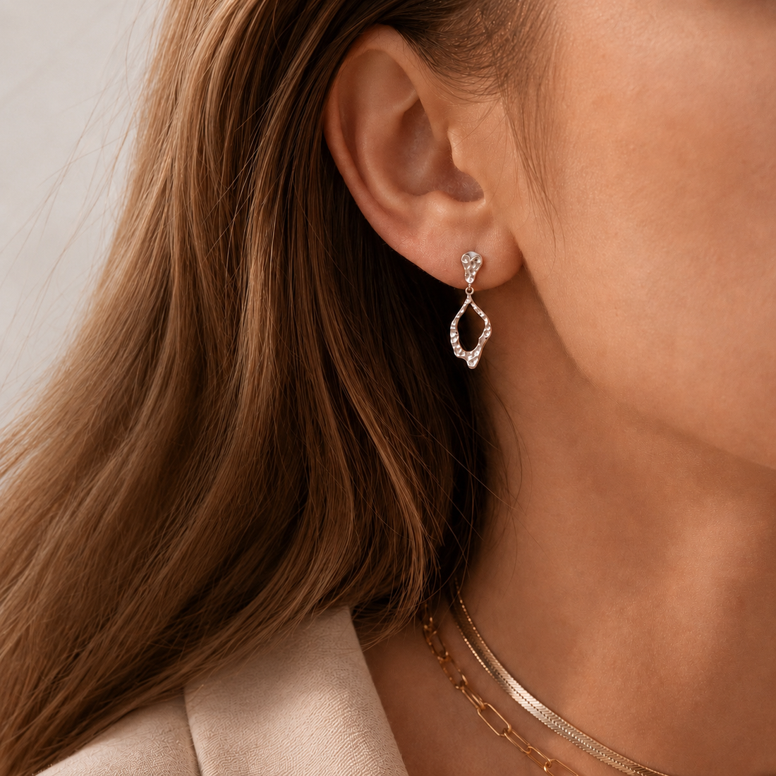 Textured Open-Loop Drop Earrings