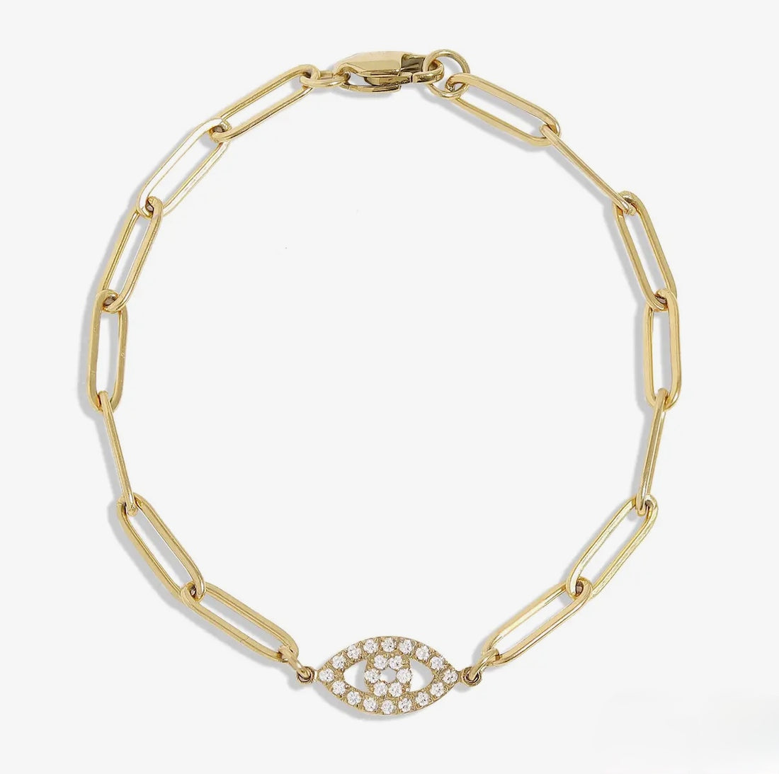 Evil Eye Paperclip Chain Bracelet