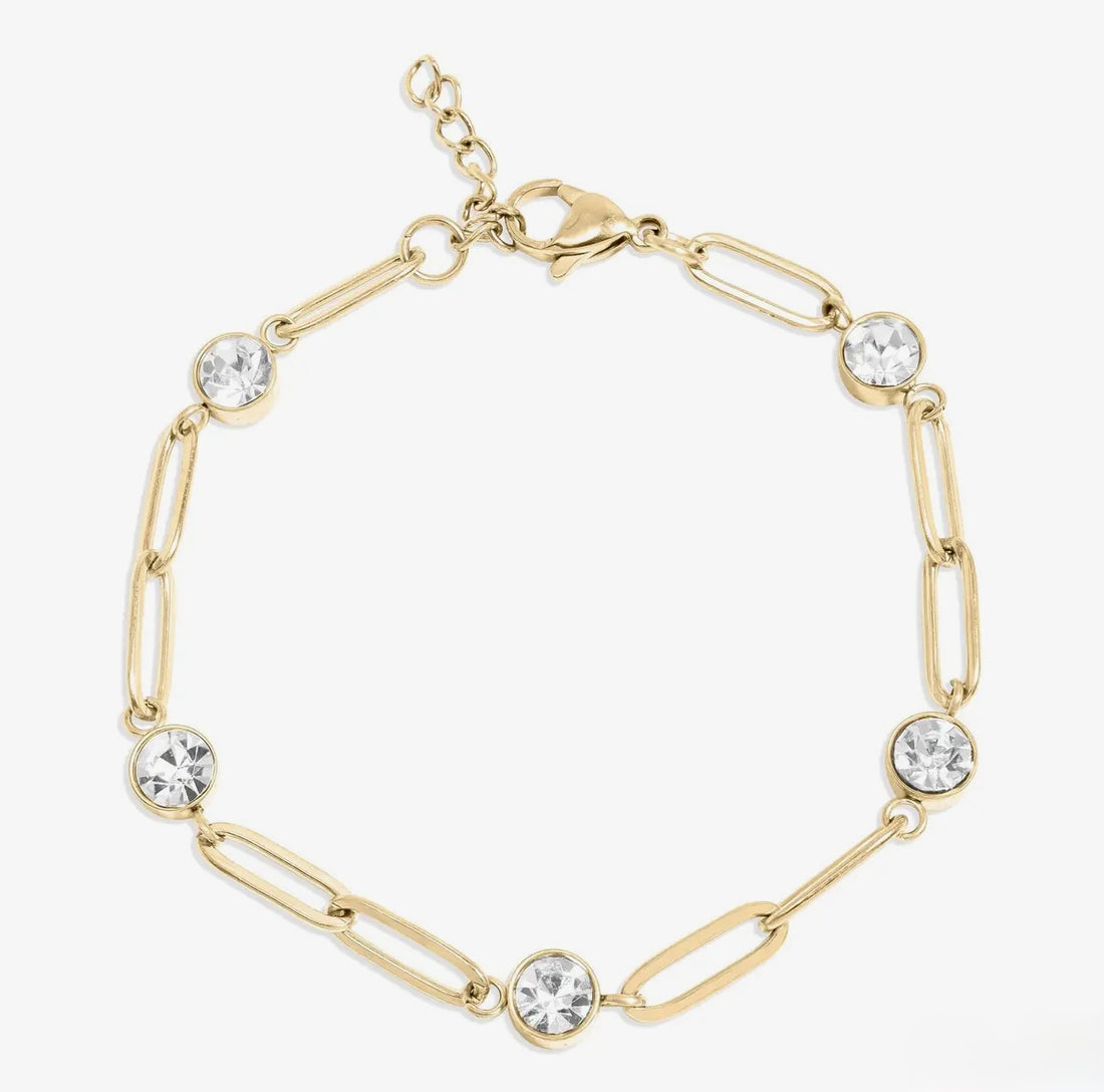 Station Stone Paperclip Chain Bracelet