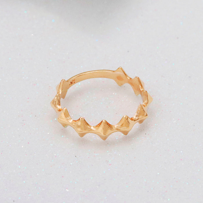 14k Solid Gold Pyramid Spike Ring