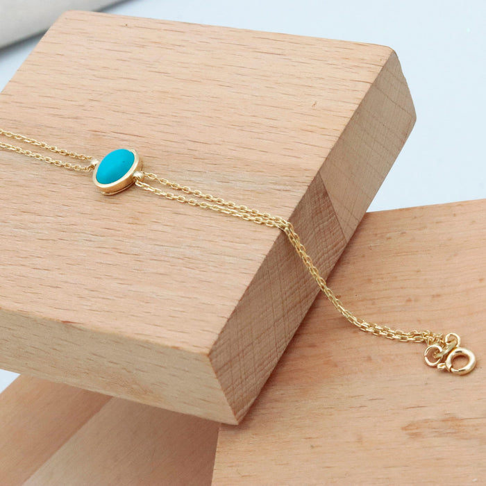 14k Gold Turquoise Bracelet