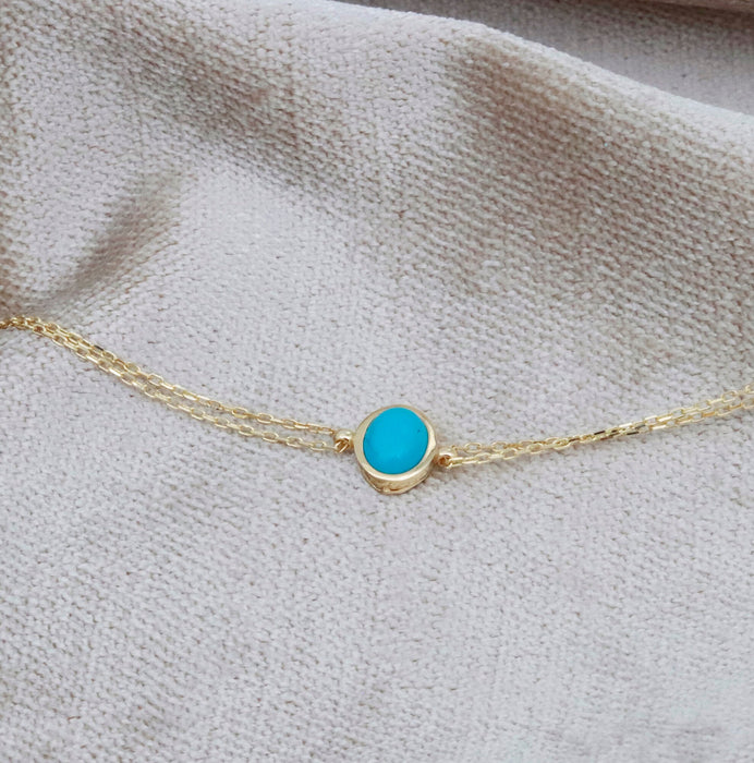 14k Gold Turquoise Bracelet