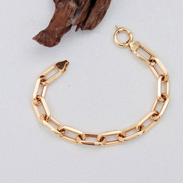 14k Solid Gold Paperclip Bracelet